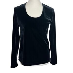 Chico's Black Velour Long Sleeve Top Sz 0 or Sz Small